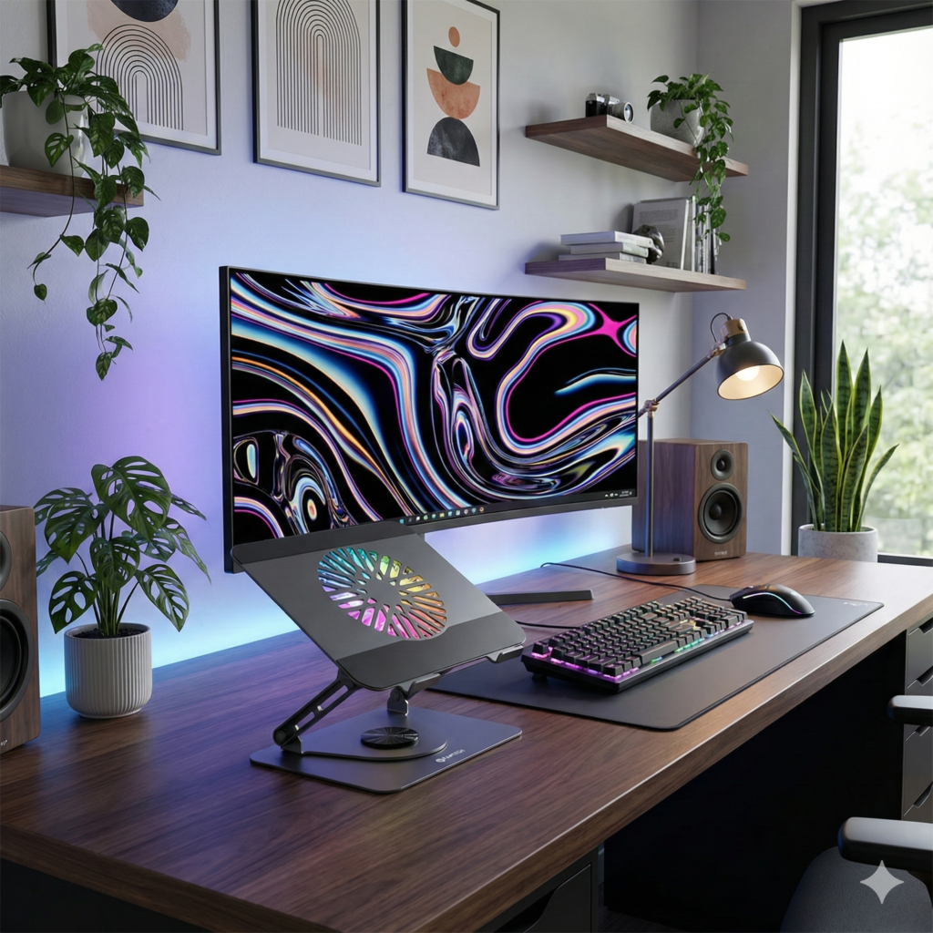 Soporte Macbook con ventialdor RGB Fantech NC30 notebook stand