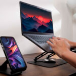 soporte de notebook metálico con altura ajustable