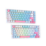 teclado mecánico fantech blanco y rosado