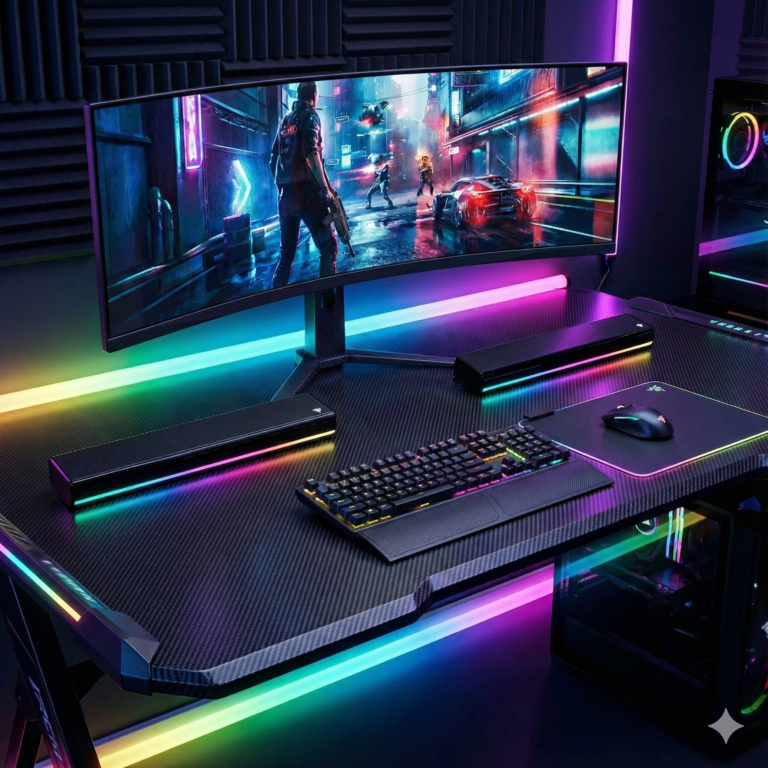 setup rgb con parlantes inalámbricos fantech GrooveBar pro