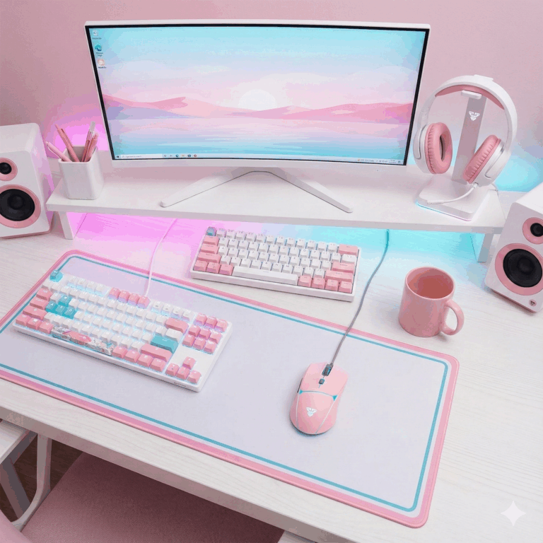 setup gamer rosado fantech crypto vx7 sakura