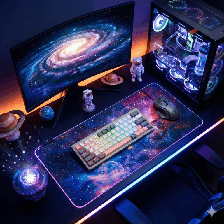 setup galáctico de saturno con iluminación llaser